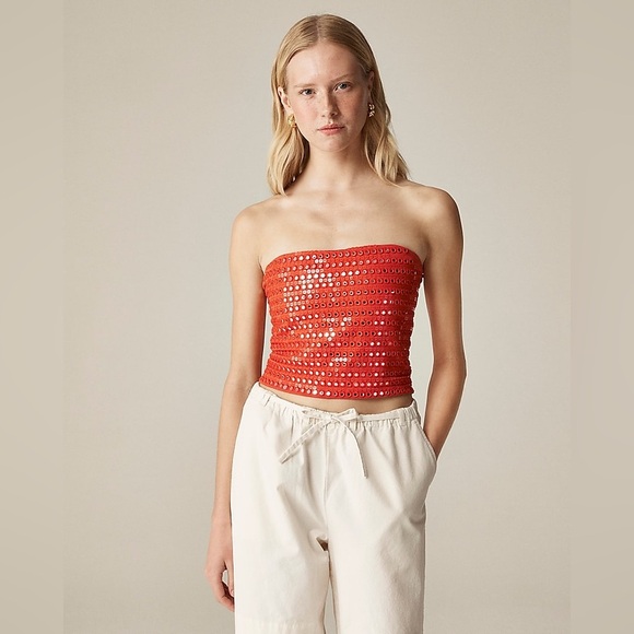 JCREW Broken-in jersey tube top with mirror embellishments - Picture 3 of 6